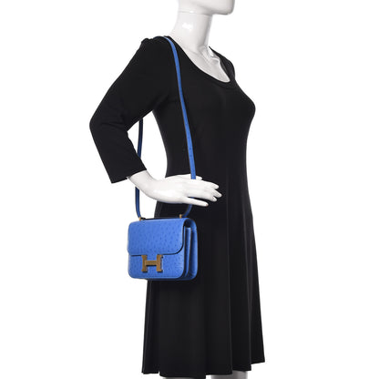 Hermes Ostrich Constance 18 Bleuet 2 of 11