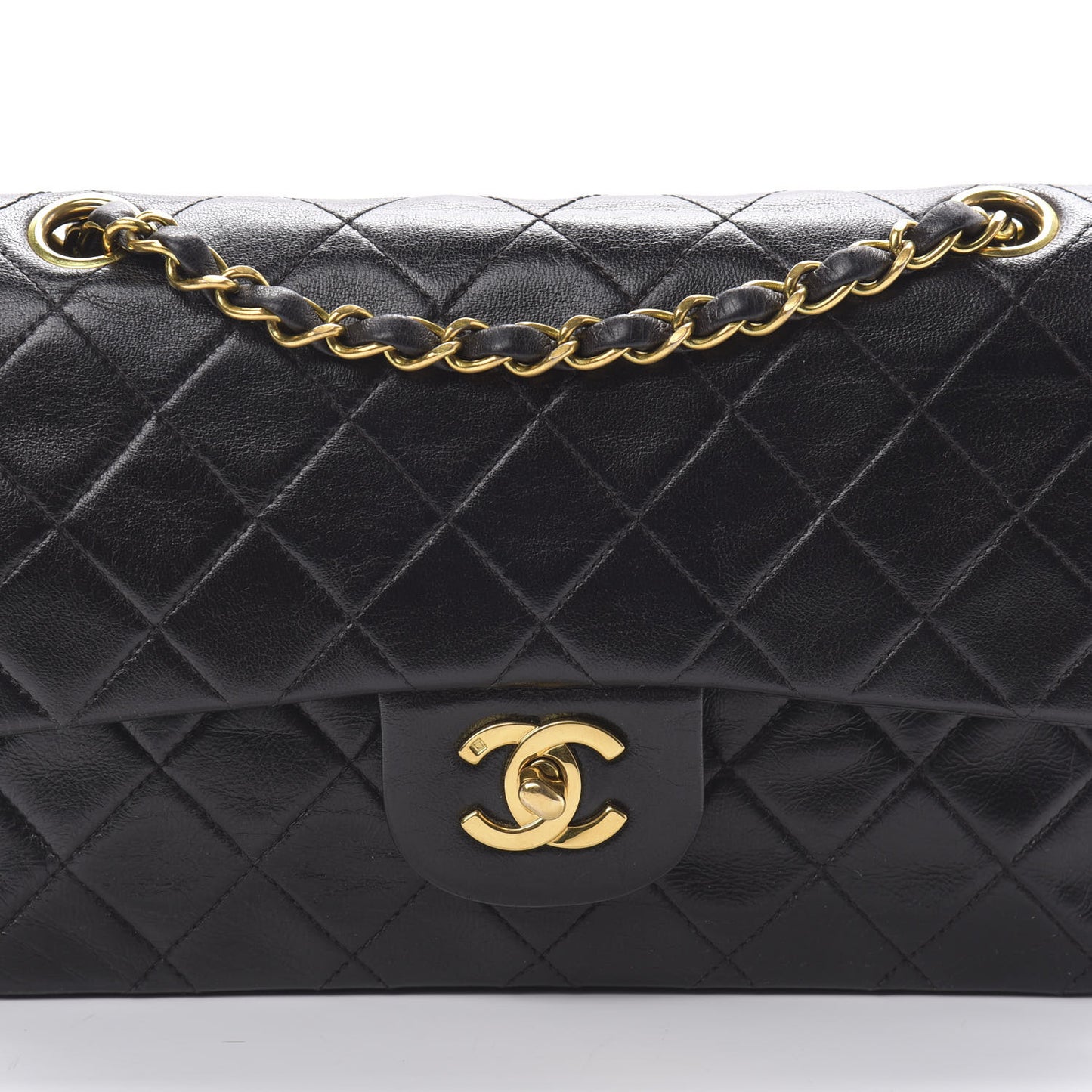 Lambskin Quilted Small Double Flap Black