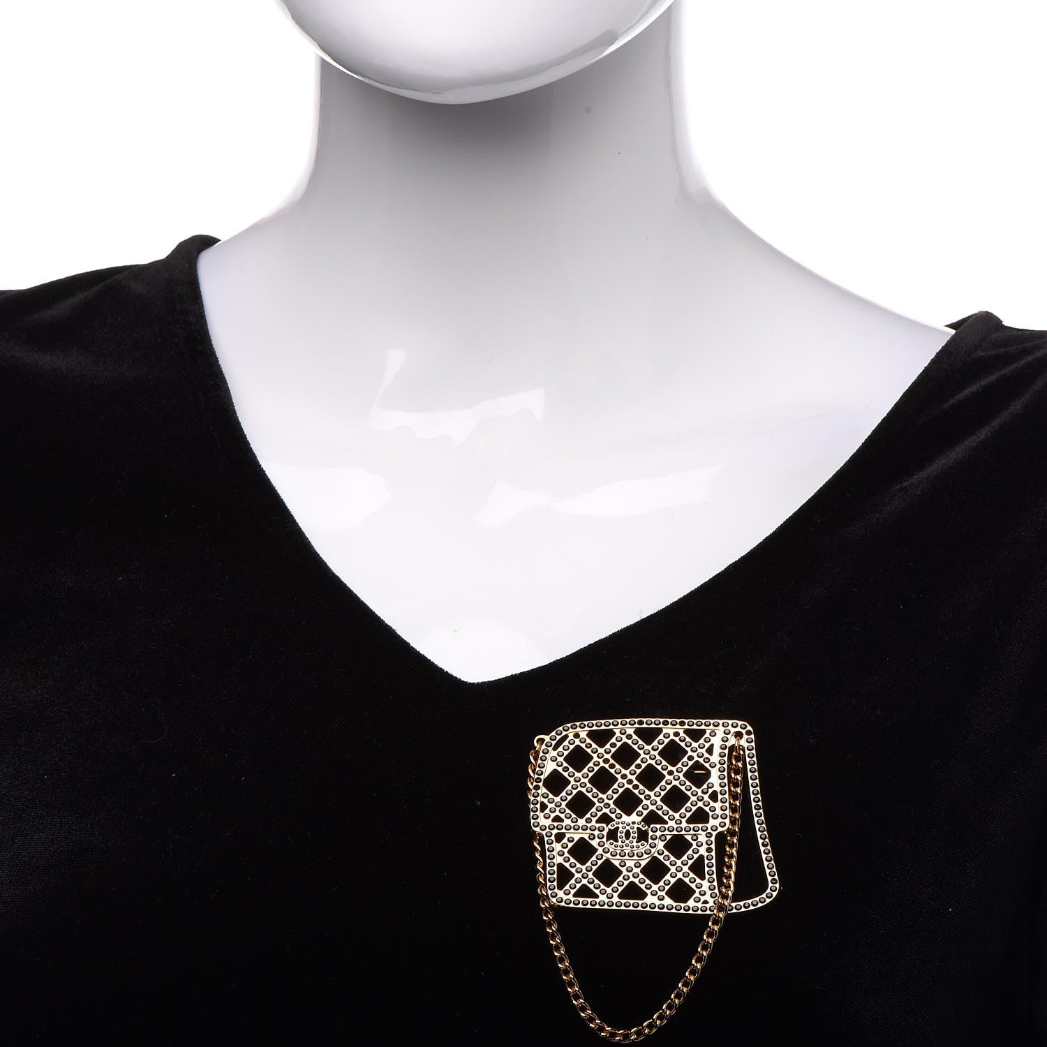 Chanel Crystal Flap Bag Brooch Black Gold 2 of 4