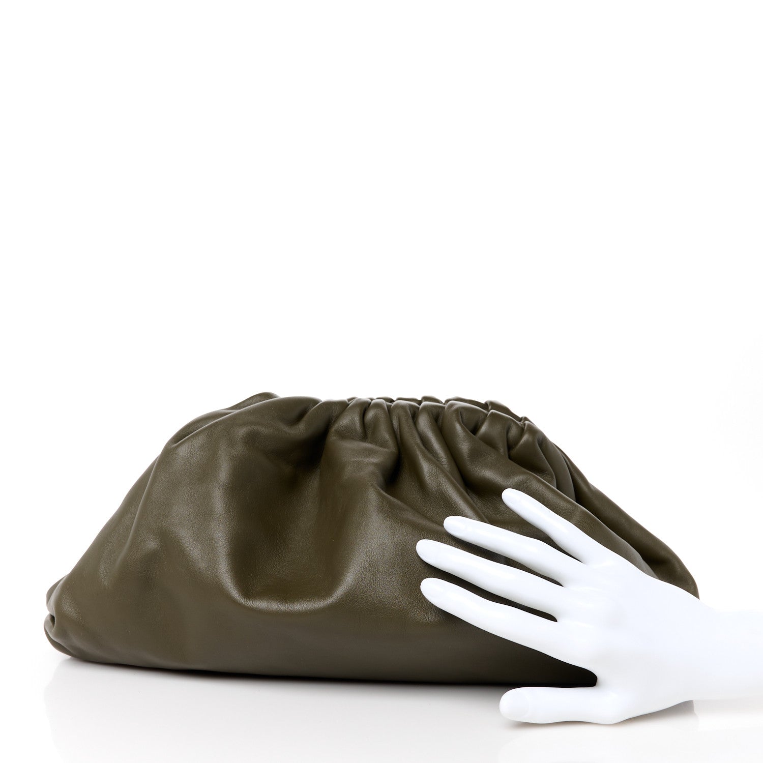 Bottega Veneta Smooth Butter Calf The Pouch Oversized Clutch Kaki Fondent 2 of 12