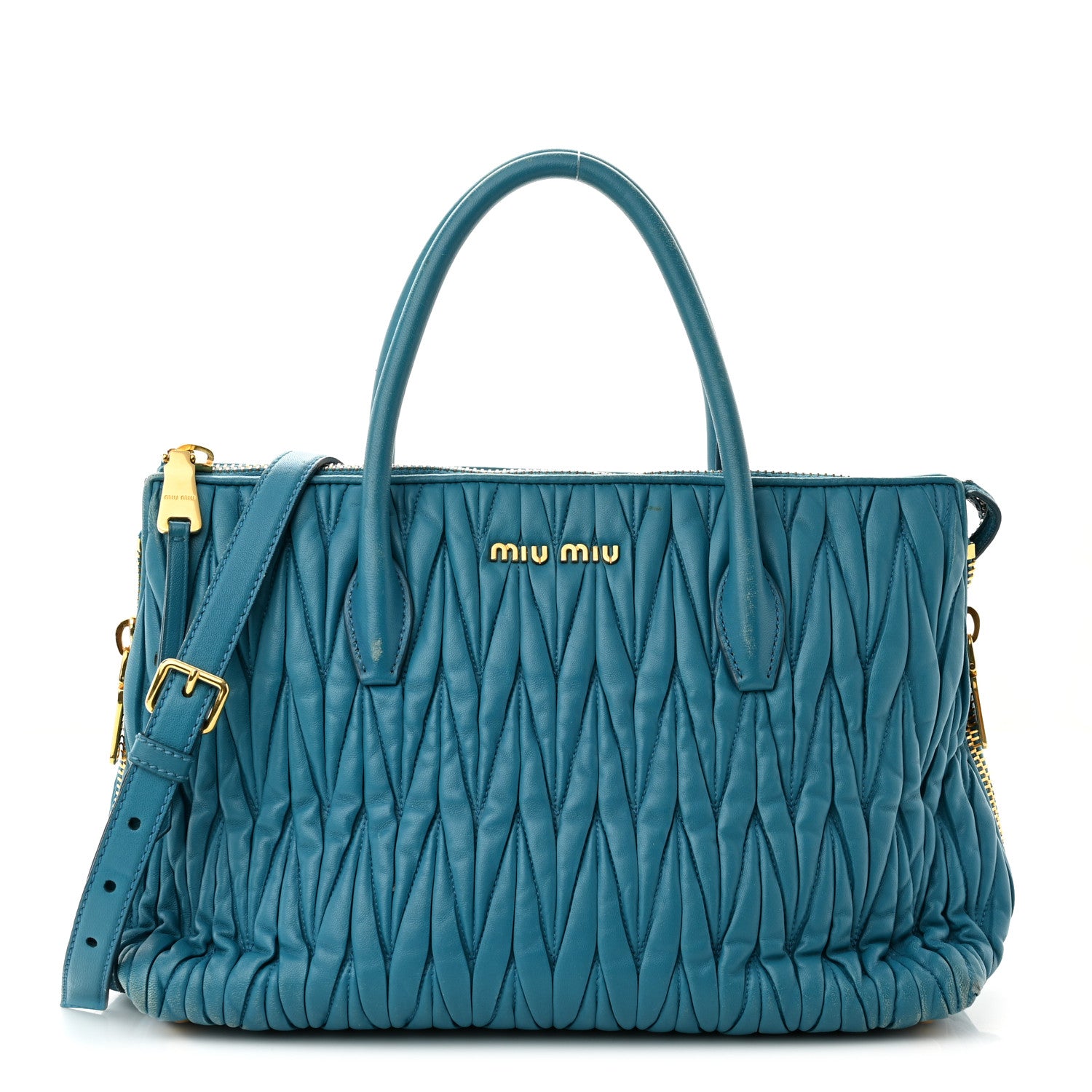 Miu Miu Nappa Matelasse Top Handle Bag Turchese 1 of 18