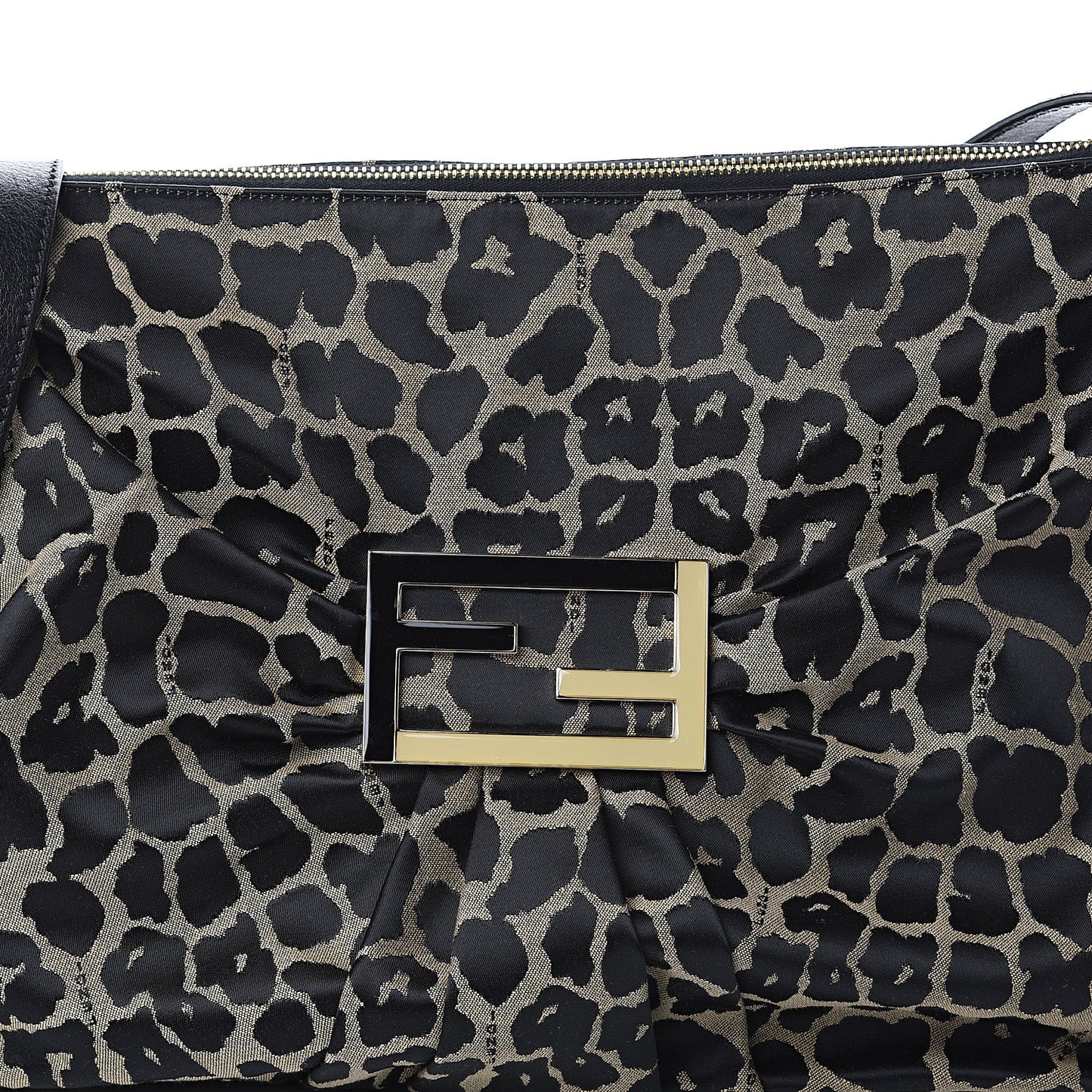 Jacquard Leopard Print Mia Shoulder Bag Taupe Black