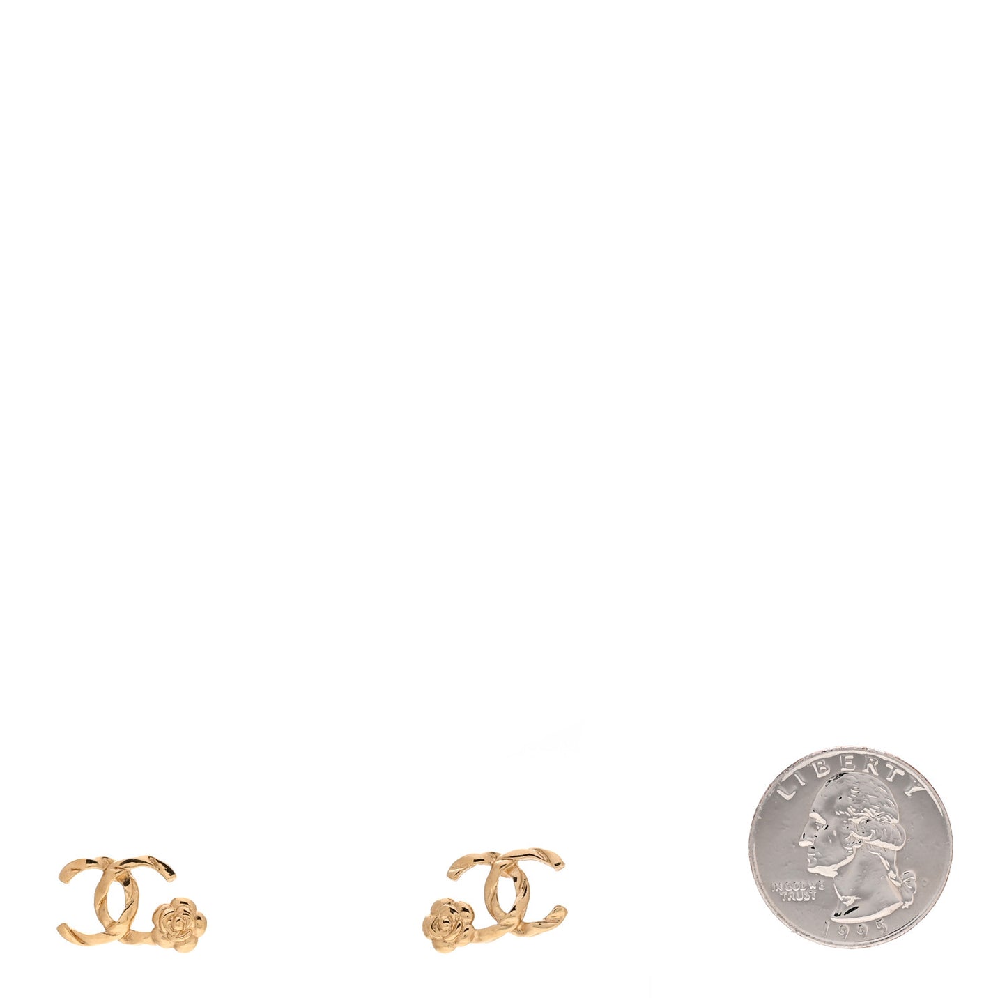 Metal Camellia CC Earrings Gold