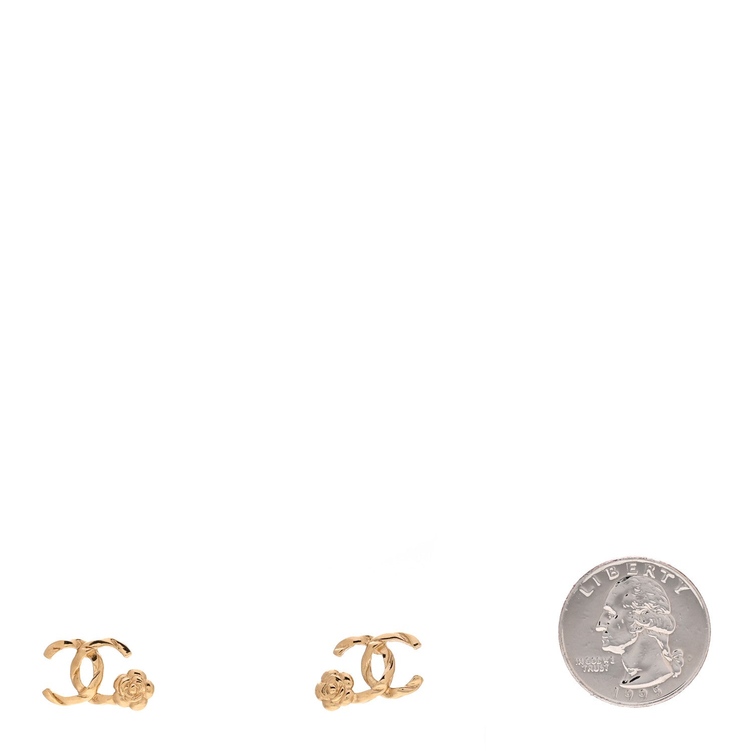 Chanel Metal Camellia CC Earrings Gold 2 of 4