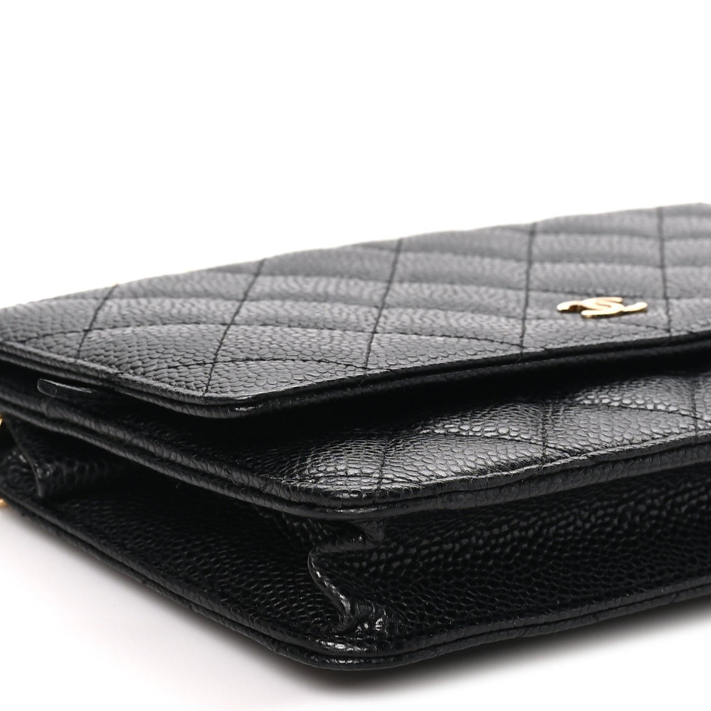 Caviar Quilted Wallet on Chain WOC Black