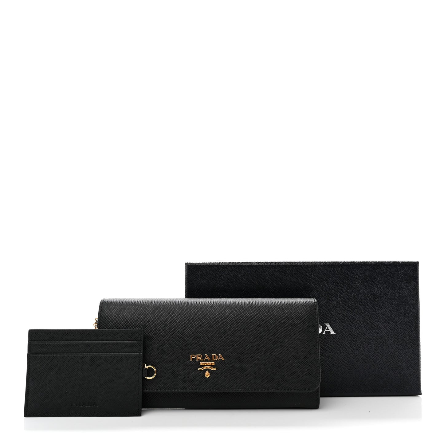 Saffiano Metal Continental Flap Wallet Black