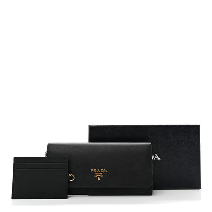 Prada Saffiano Metal Continental Flap Wallet Black 8 of 8