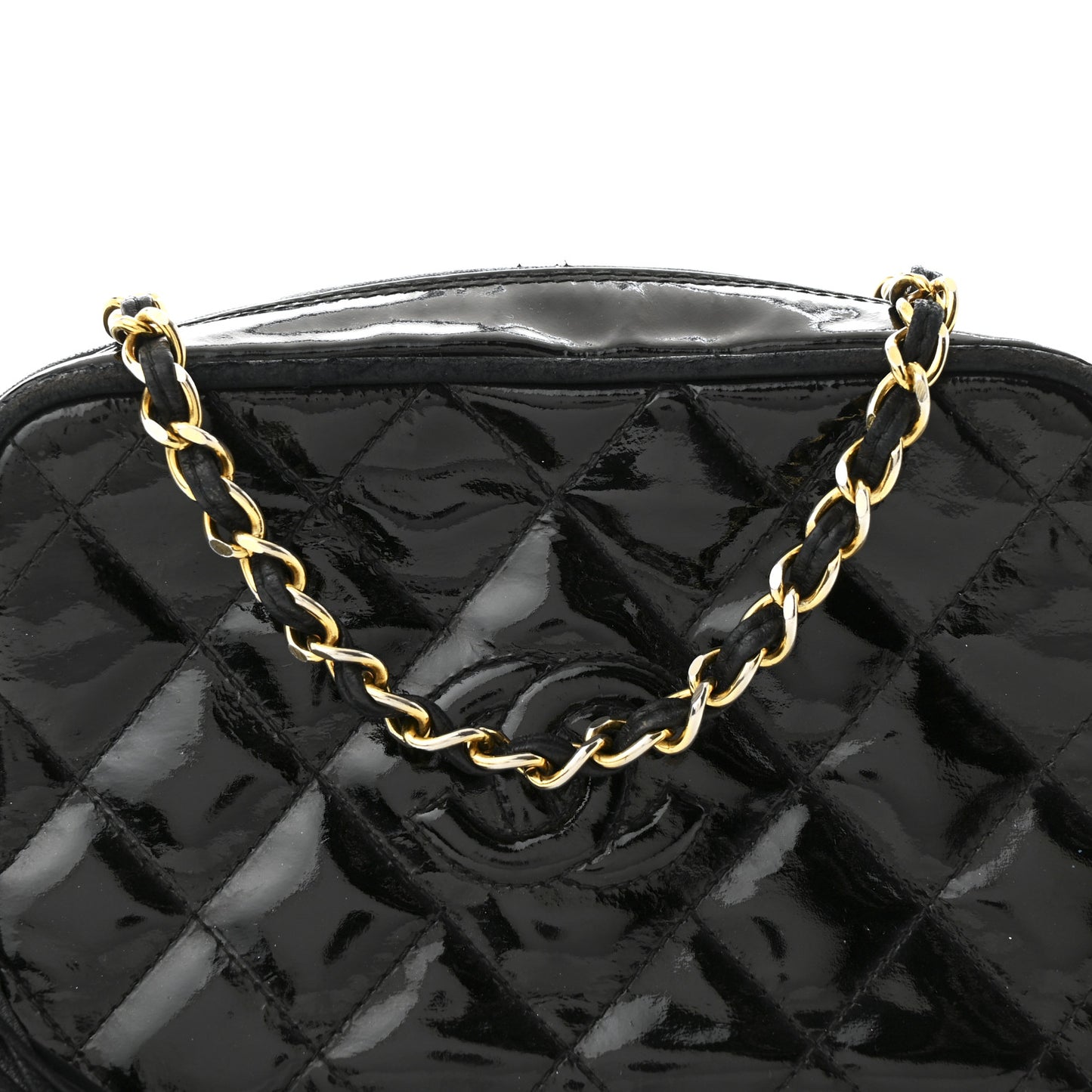 Patent Quilted Tassel Camera Case Black