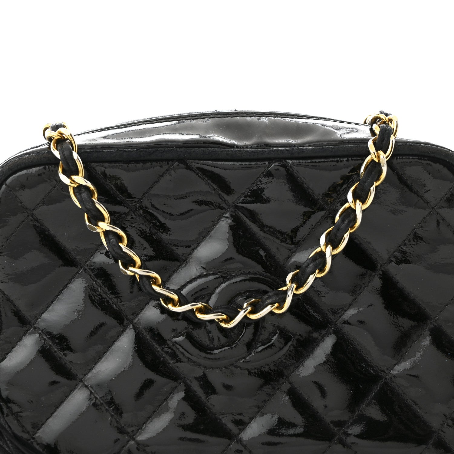 Chanel Patent Quilted Tassel Camera Case Black 9 of 11