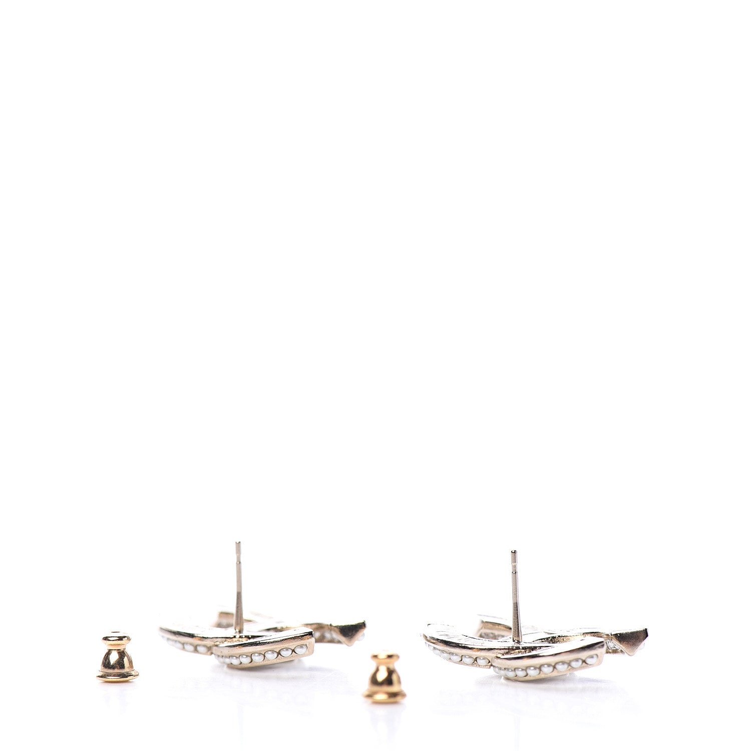 Chanel Crystal Pearl Chain Mania CC Earrings Gold 3 of 5