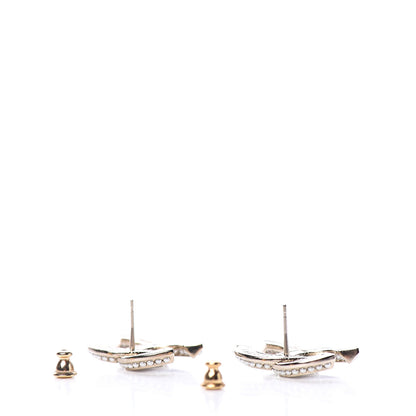 Chanel Crystal Pearl Chain Mania CC Earrings Gold 3 of 5