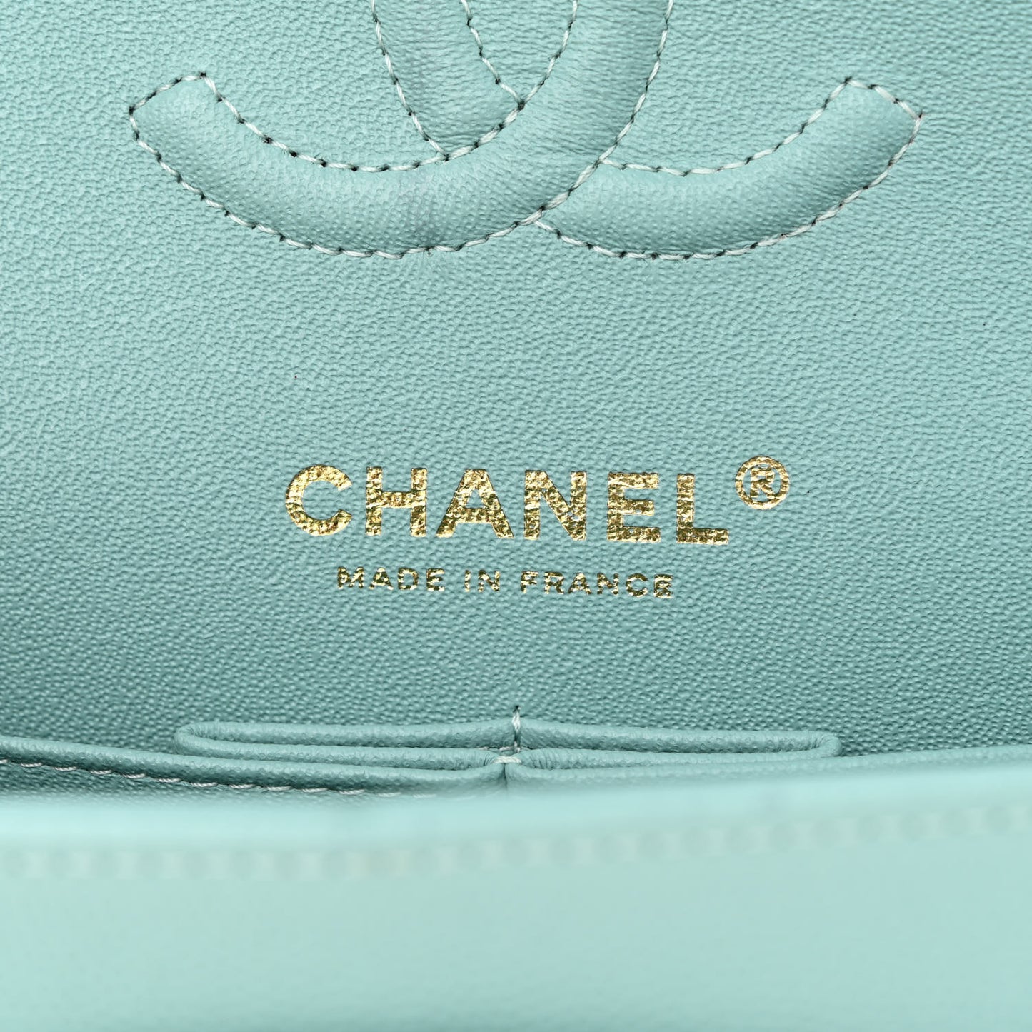 Caviar Quilted Small Double Flap Light Blue