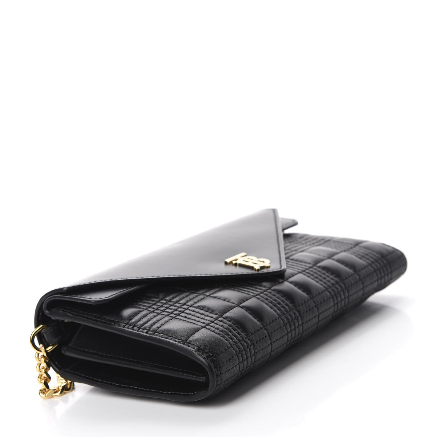 Lambskin Quilted Wallet With Detachable Strap Black