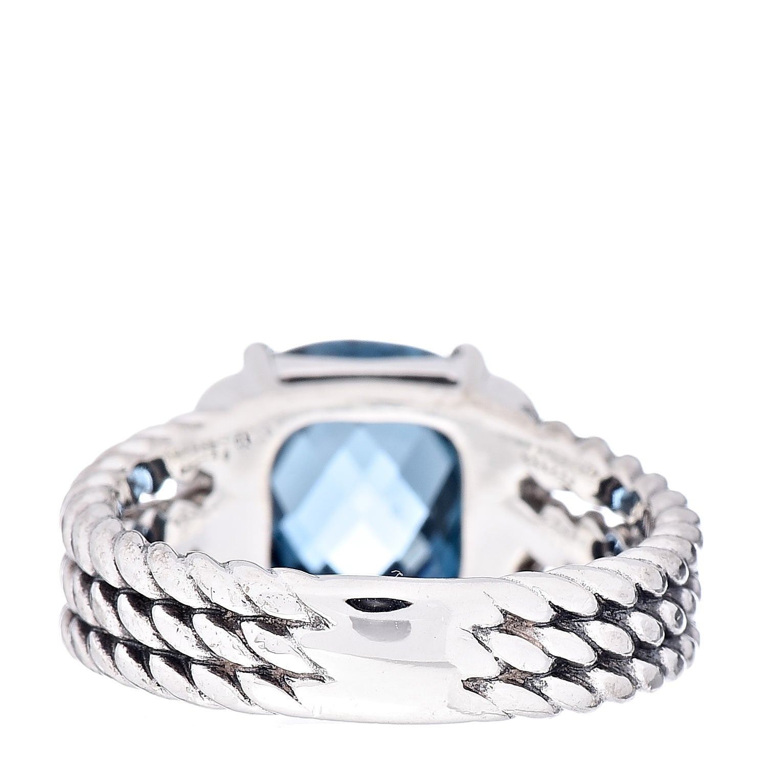 David Yurman Sterling Silver Diamond Hampton Blue Topaz 10mm Petite Wheaton Ring 50 5.5 4 of 5