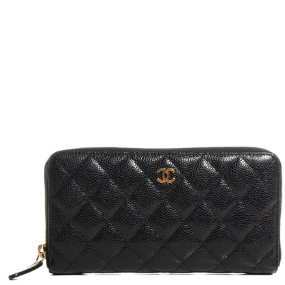Chanel Caviar Quilted Zip Around Wallet Black 1 of 8