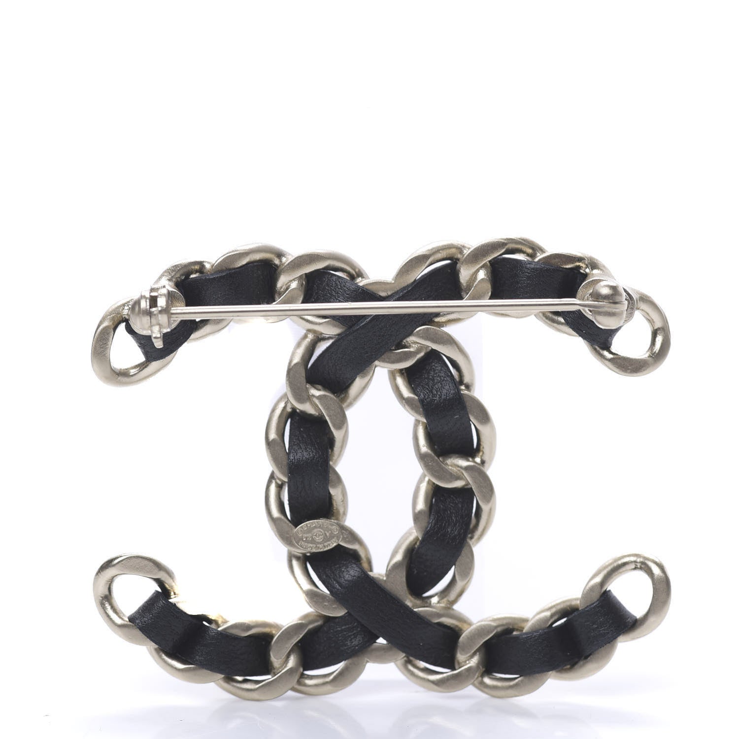 Chanel Lambskin Chain CC Brooch Black Gold 2 of 4