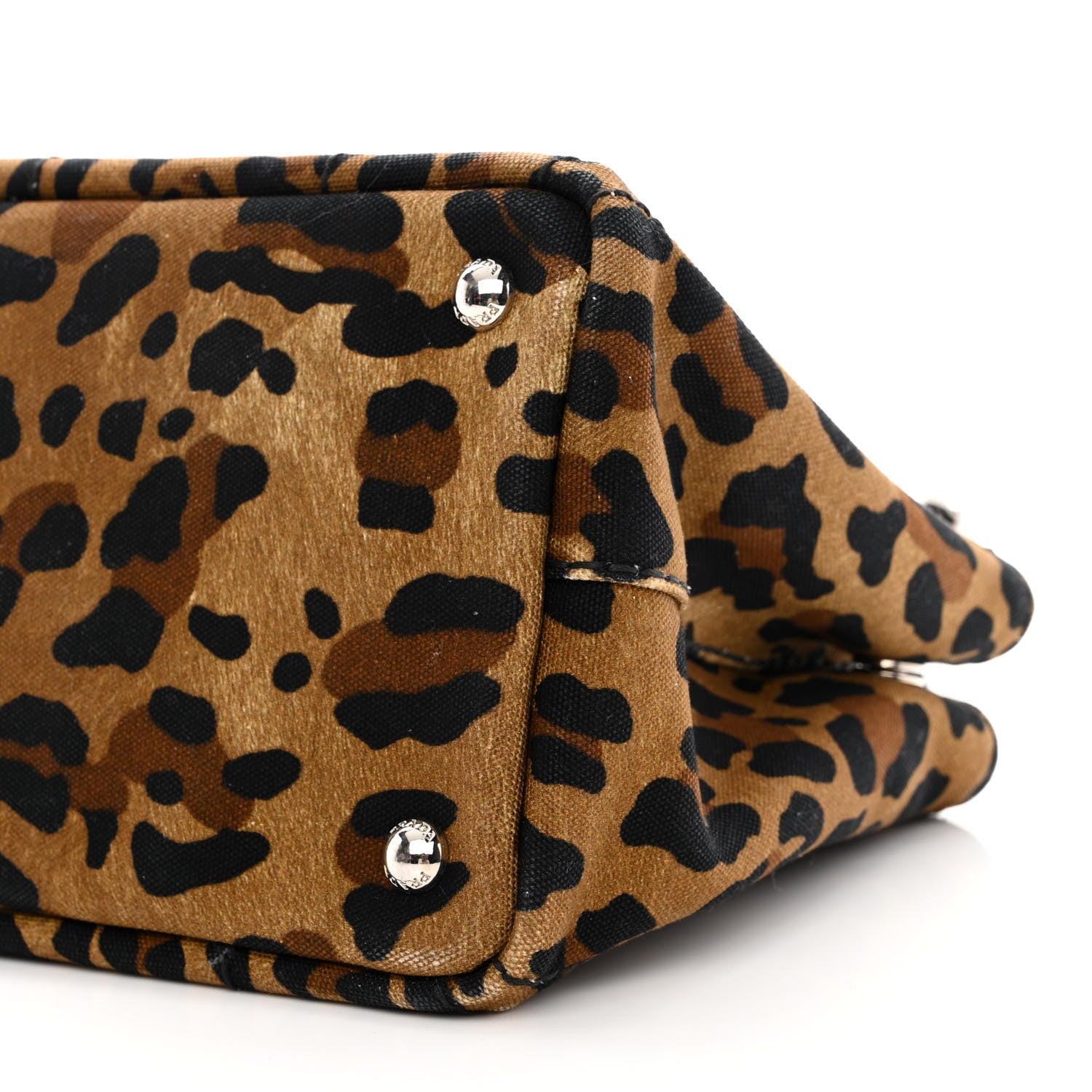 Prada Canvas Leopard Print Small Tote Miele 9 of 9