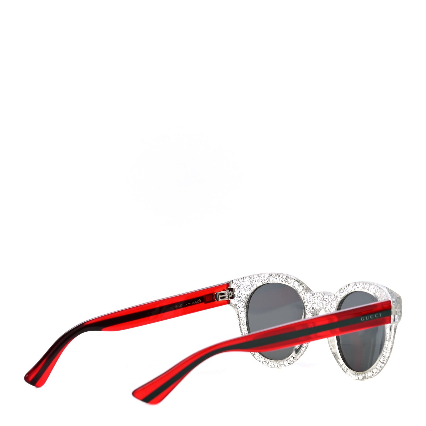 Acetate Glitter Round Sunglasses GG0002S Silver Red