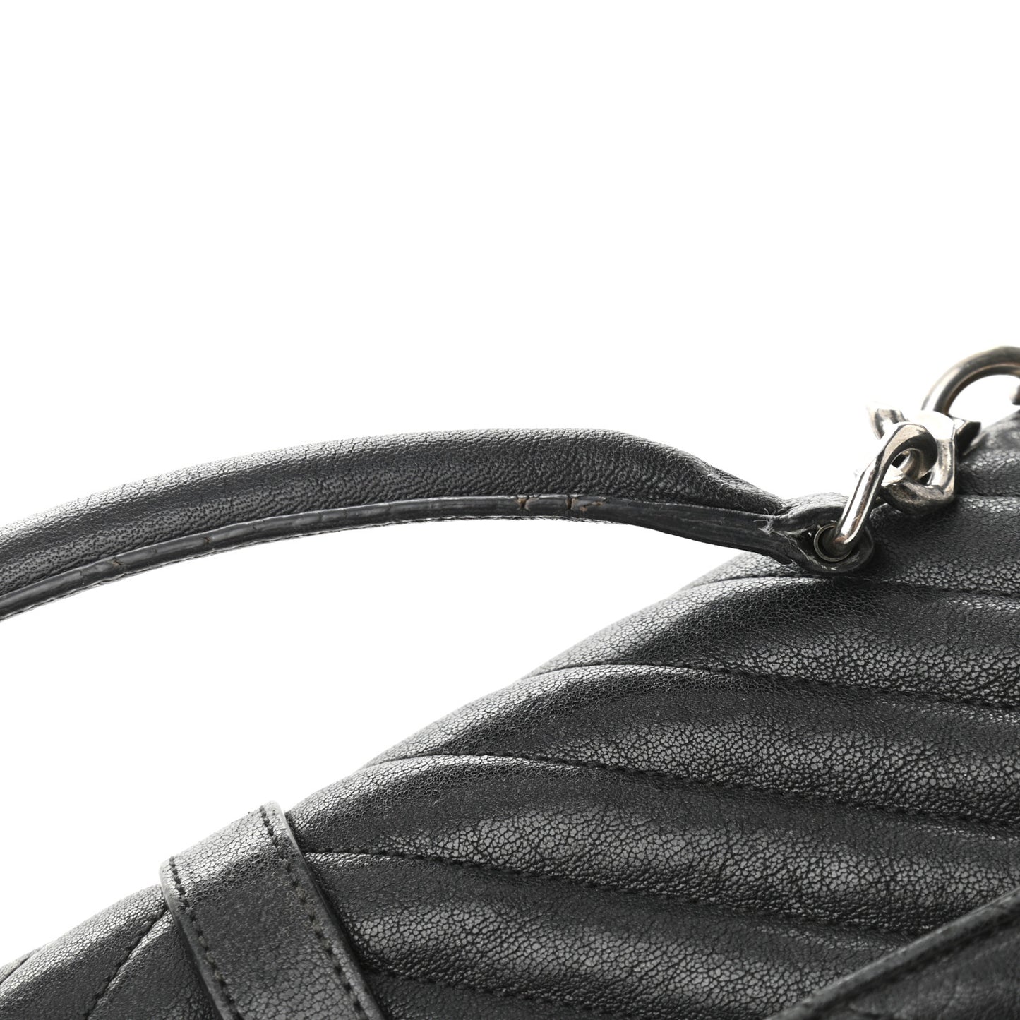 Sheepskin Matelasse Chevron Monogram Large College Satchel Black