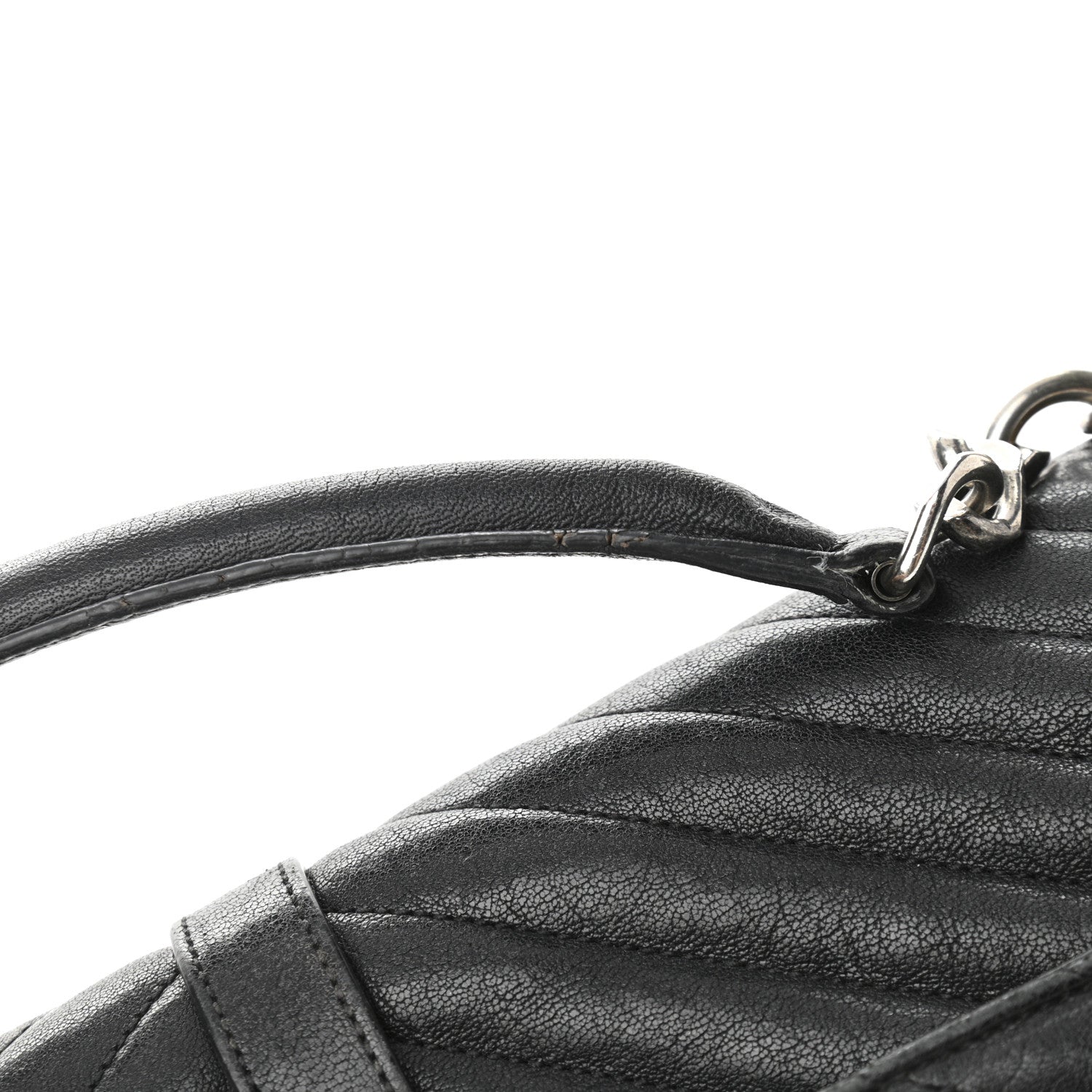 Saint Laurent Sheepskin Matelasse Chevron Monogram Large College Satchel Black 17 of 17