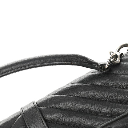 Saint Laurent Sheepskin Matelasse Chevron Monogram Large College Satchel Black 17 of 17