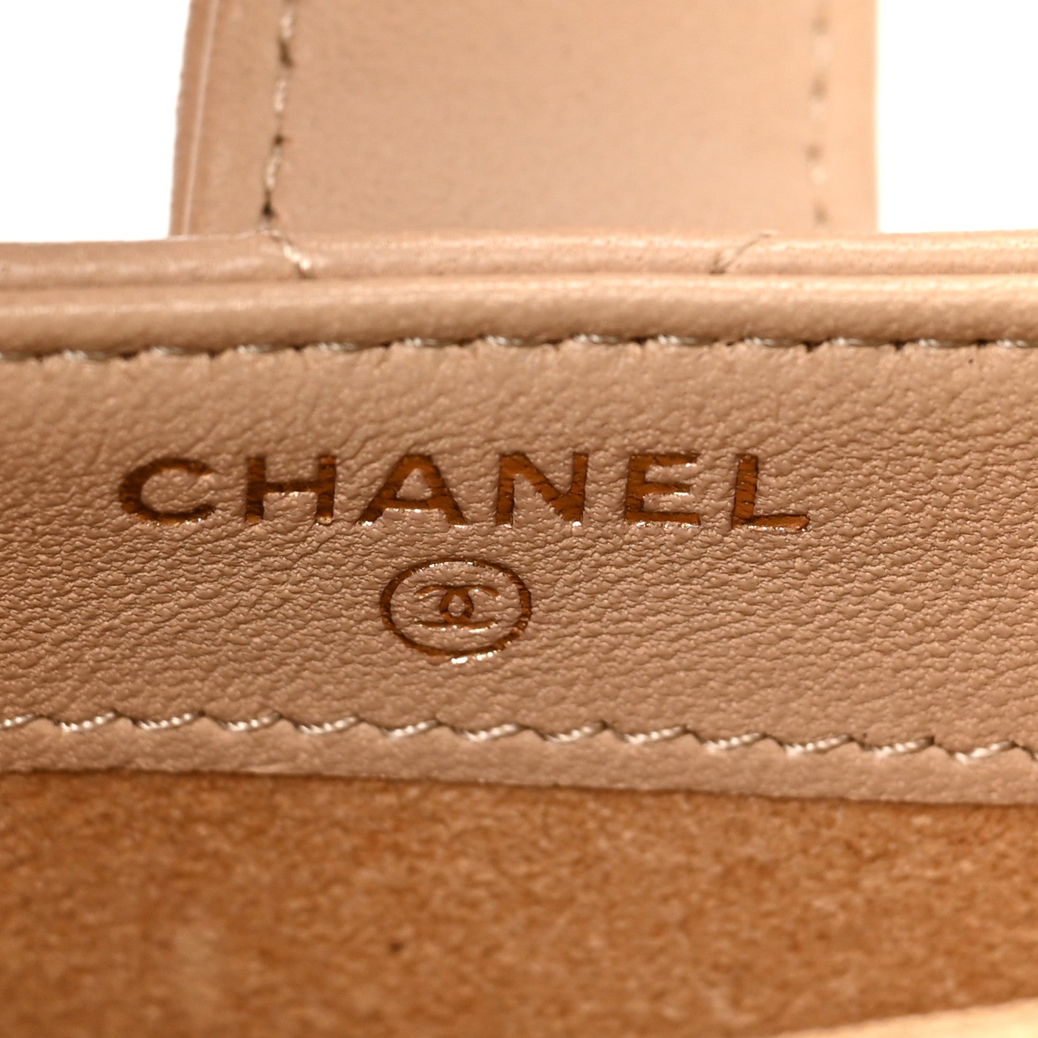 Chanel Lambskin Quilted Mini Phone Holder Clutch Beige 6 of 7
