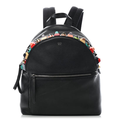 Fendi Vitello Dolce Studded Backpack Black Multicolor 1 of 15