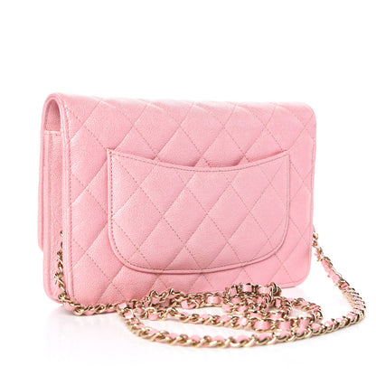 Chanel Iridescent Caviar Quilted Wallet on Chain WOC Rose Pink 3 of 11