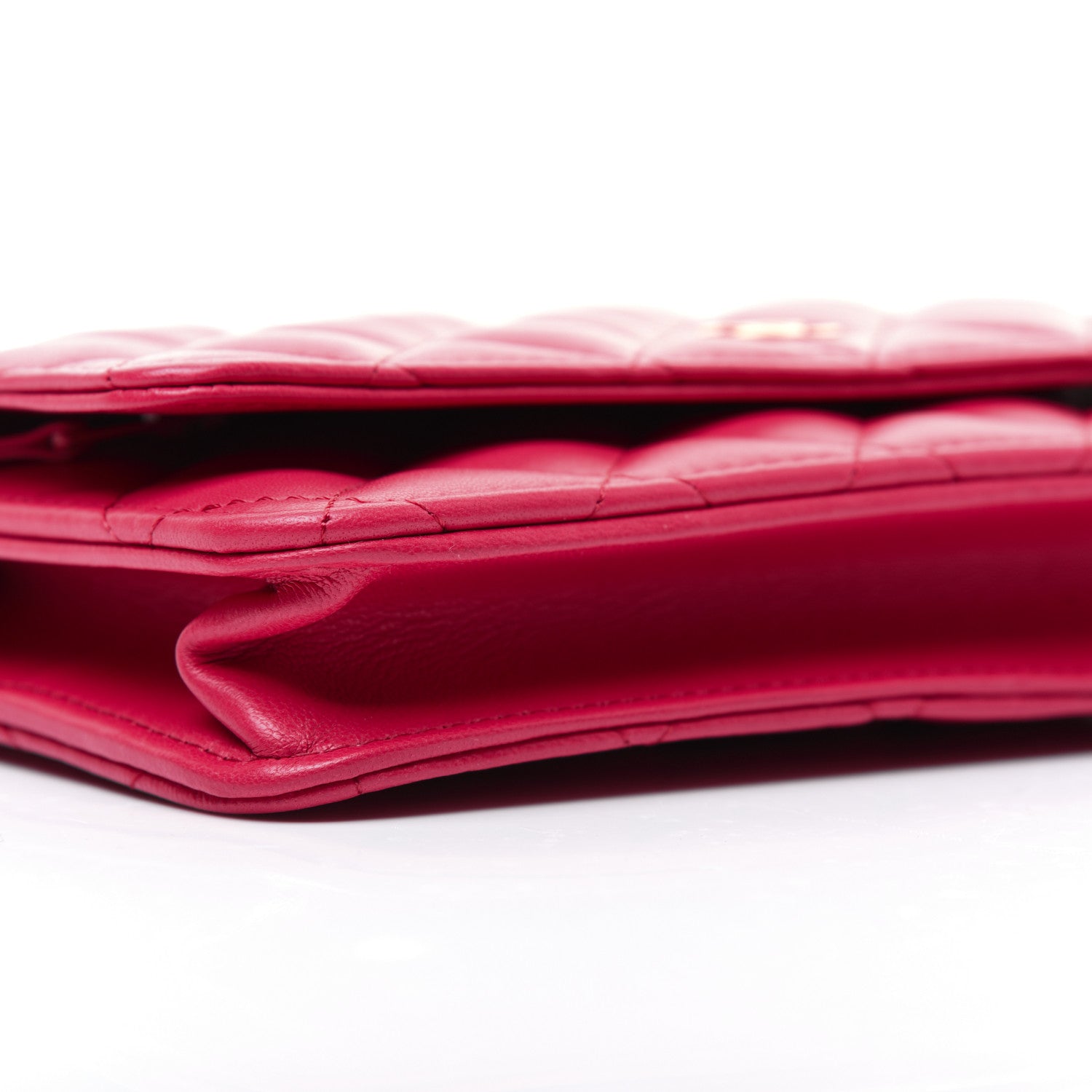 Chanel Lambskin Quilted Wallet On Chain WOC Light Red 7 of 20