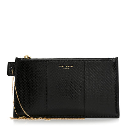 Saint Laurent Snakeskin Pouch With Chain Black 1 of 8