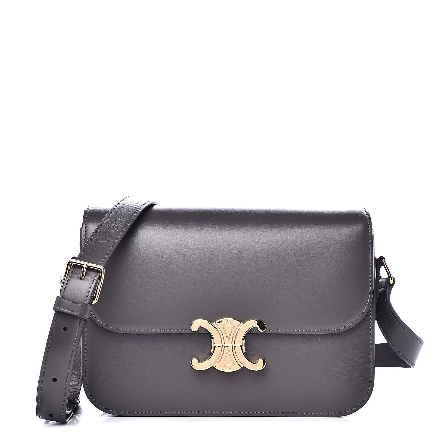 Celine Shiny Calfskin Medium Triomphe Grey 1 of 9