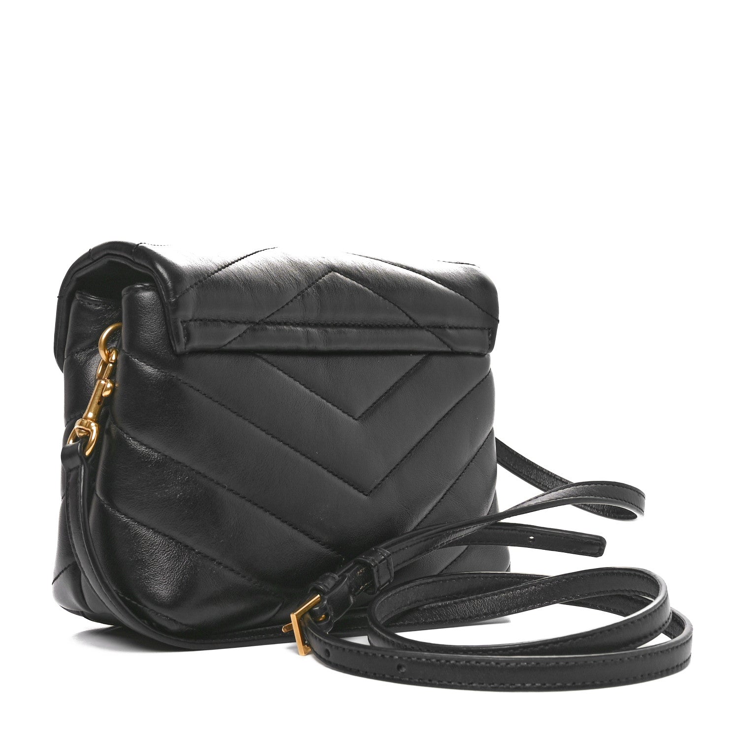 Saint Laurent Calfskin Y Quilted Monogram Toy Loulou Crossbody Bag Black 3 of 10