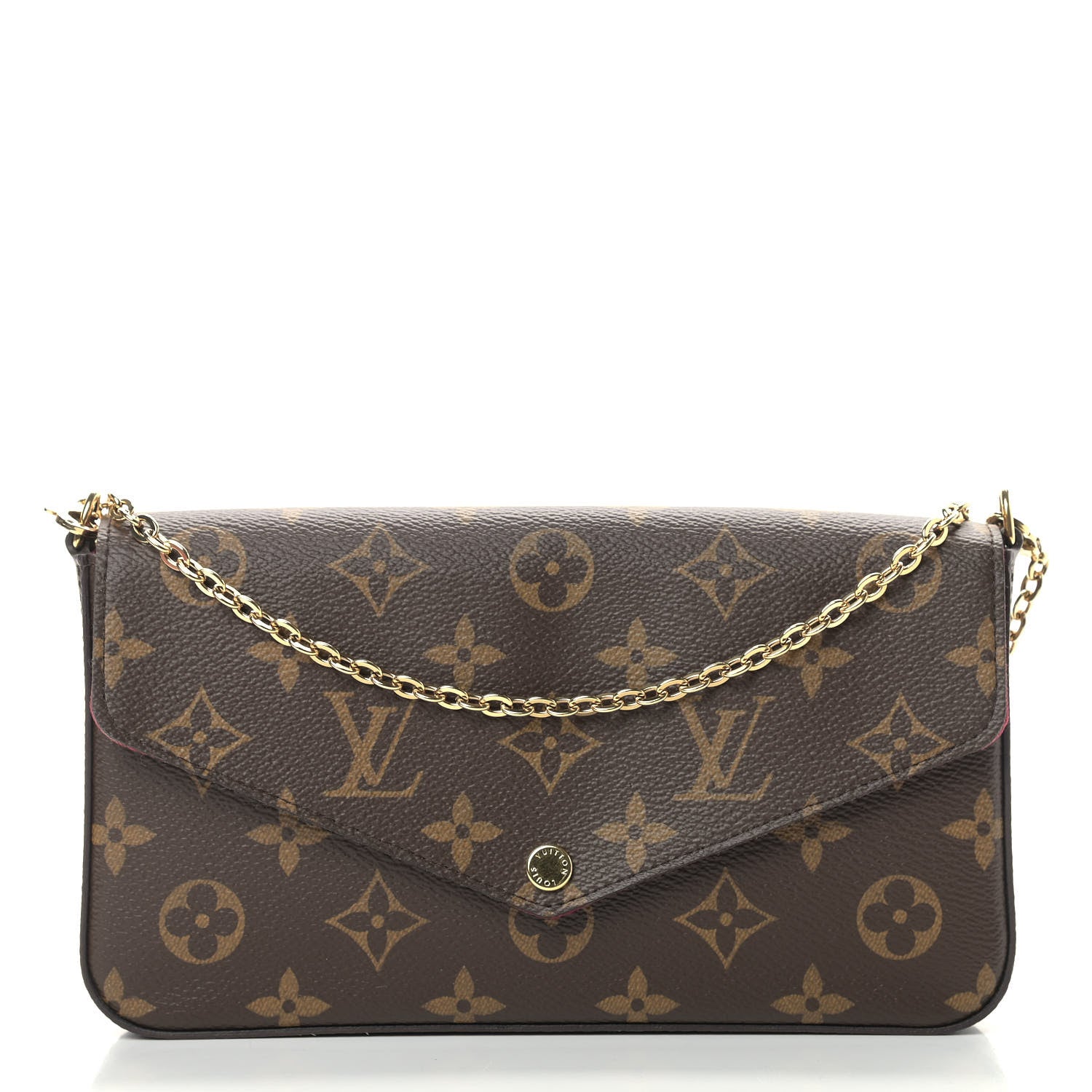 Louis Vuitton Monogram Pochette Felicie Chain Wallet Fuchsia 3 of 12