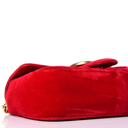 Gucci Velvet Matelasse Mini GG Marmont Shoulder Bag Hibiscus Red 9 of 10