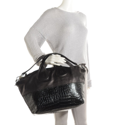 Givenchy Calfskin Crocodile Embossed Medium Nightingale Black 2 of 8