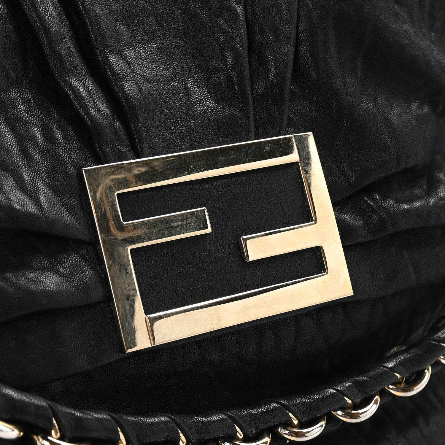 Fendi Crinkled Lambskin Mia Shoulder Flap Black 10 of 11