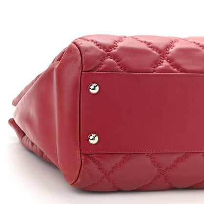 Chanel Calfskin Double Stitch Large Hamptons Flap Bag Red 9 of 11