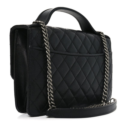 Chanel Goatskin Quilted Small CC University Top Handle Flap Black 3 of 10