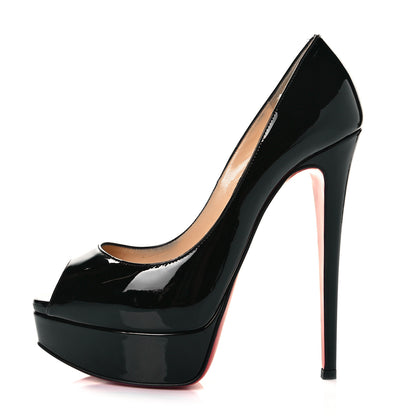 Christian Louboutin Patent Lady Peep 150 Pumps 37 Black 1 of 8