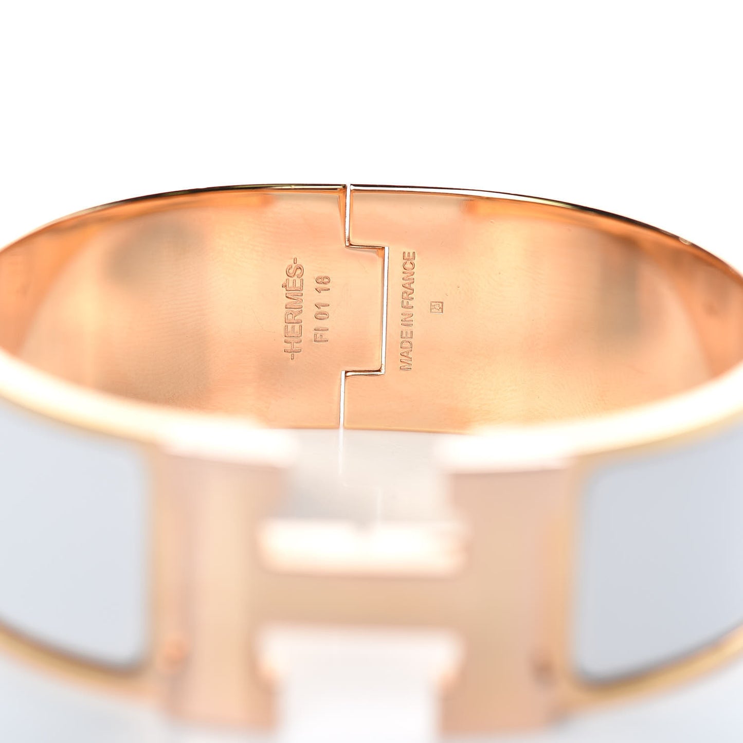 Enamel Wide Clic Clac H Bracelet GM White