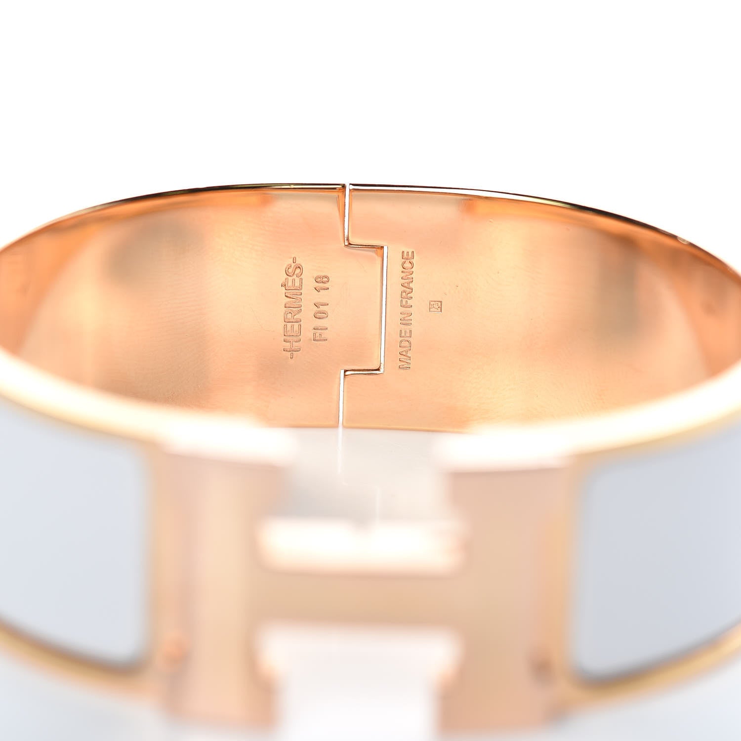 Hermes Enamel Wide Clic Clac H Bracelet GM White 5 of 6