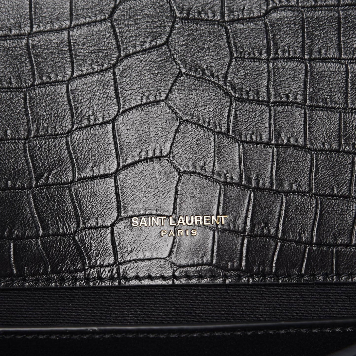 Calfskin Crocodile Embossed Monogram Medium Sunset Black