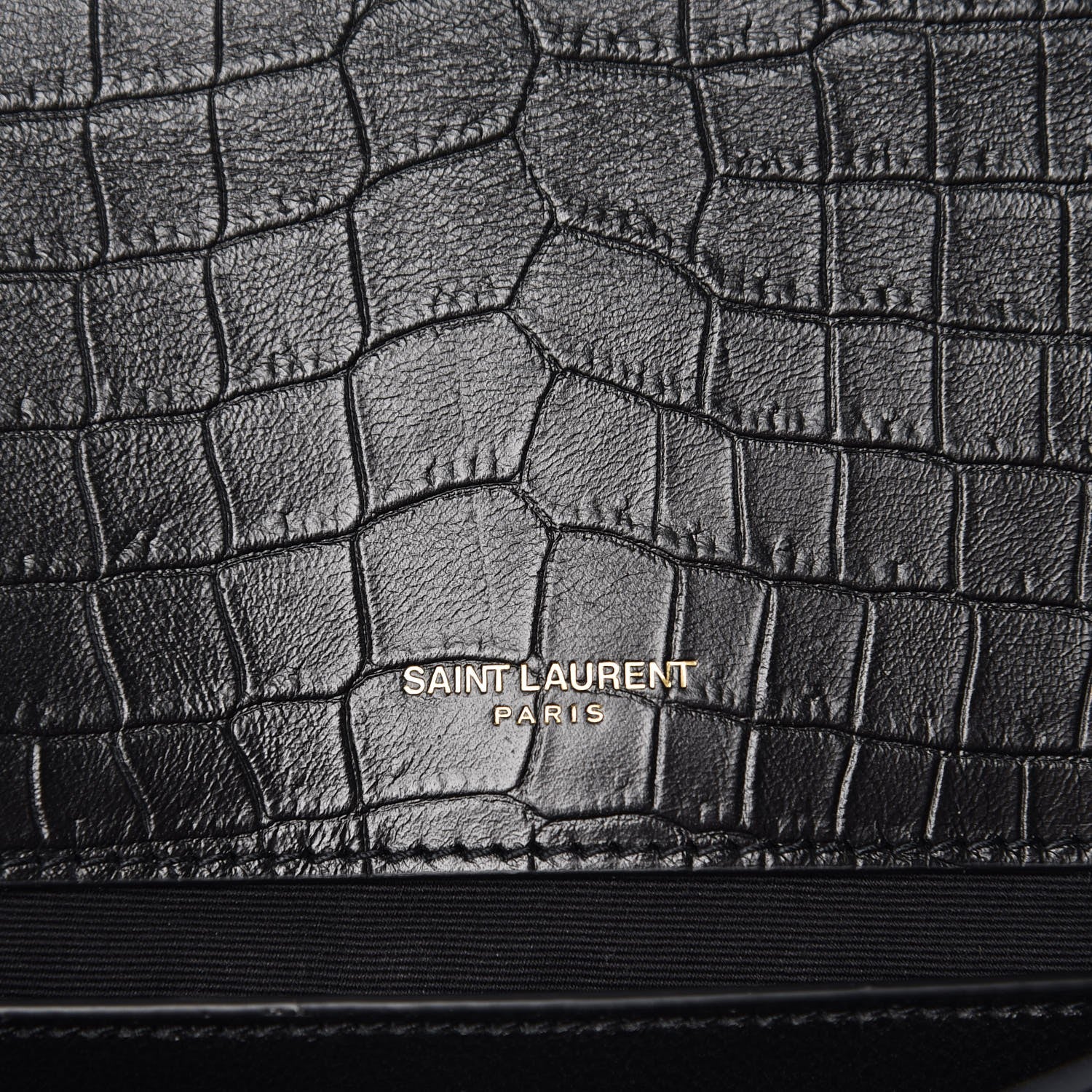 Saint Laurent Calfskin Crocodile Embossed Monogram Medium Sunset Black 7 of 8