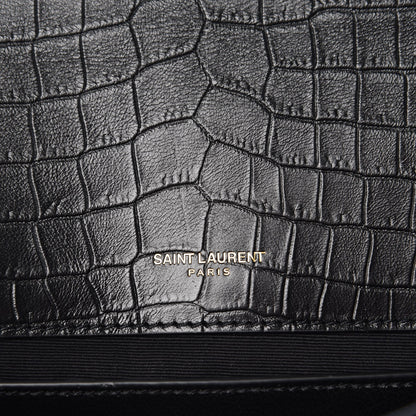 Saint Laurent Calfskin Crocodile Embossed Monogram Medium Sunset Black 7 of 8