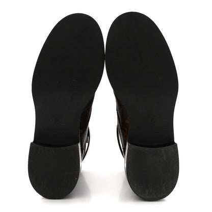 Louis Vuitton Calfskin Monogram Wonderland Flat Ranger Boots 39 Black 6 of 10