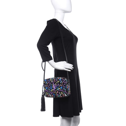 Saint Laurent Grain De Poudre Medium Classic Monogram Multicolor Graphic Print Lou Camera Bag Black 2 of 9