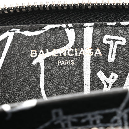 Balenciaga Calfskin Printed Tattoo Everyday Continental Mini Zip Around Wallet Black 6 of 6