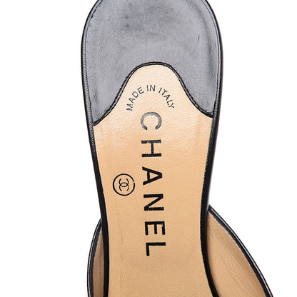 Chanel Lambskin Cap Toe CC Mules 39 Beige Black 8 of 11