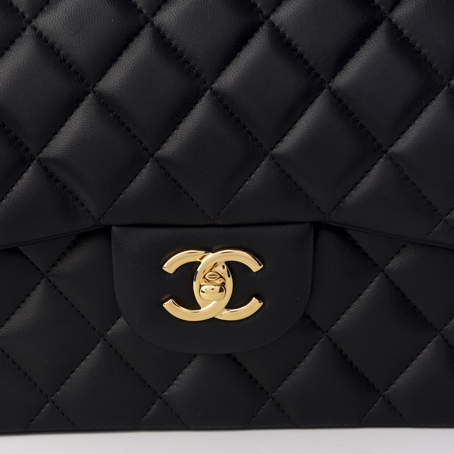 Lambskin Quilted Jumbo Double Flap Black