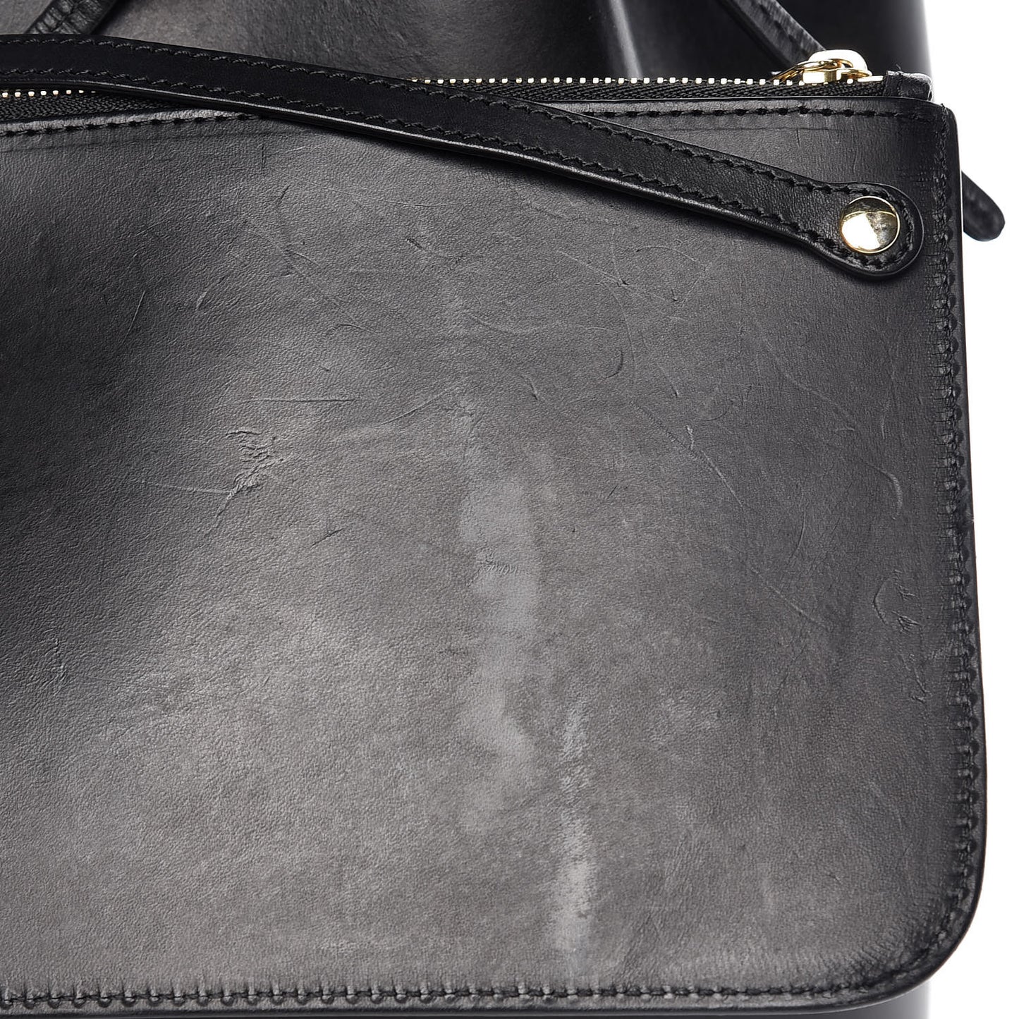 Vegetable Tanned Calfskin Bucket Bag Black Flamma
